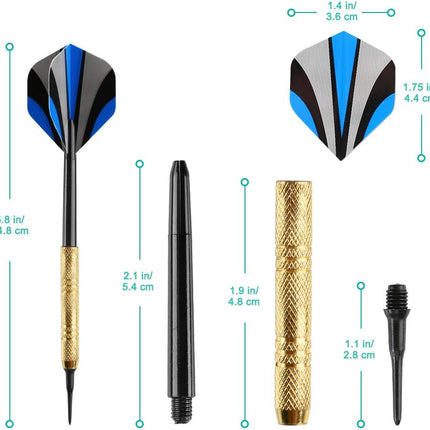 12 Pcs Darts Plastic Tip, Soft Tip Darts Set, 14g Plastic Tipped Dart, Attach Extra 36 Black 2BA Replacement Tips, Soft Tip Darts for Electronic/Plastic Dartboard.