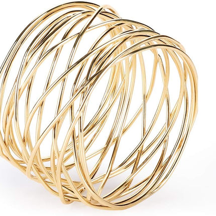 Napkin Rings, Metal Gold Round Napkin Rings Buckles for Table Decorations, Wedding, Dinner, Party, Set of 6.