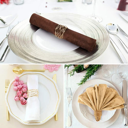 Napkin Rings, Metal Gold Round Napkin Rings Buckles for Table Decorations, Wedding, Dinner, Party, Set of 6.