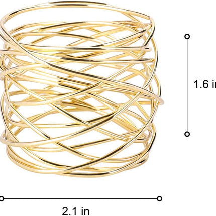 Napkin Rings, Metal Gold Round Napkin Rings Buckles for Table Decorations, Wedding, Dinner, Party, Set of 6.