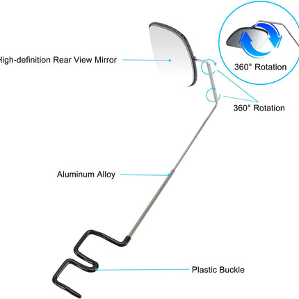2pcs Bike Eyeglass Mirror, 360 Degree Adjustable Bicycle Cycling Rear View Wide Angle Mirror, Riding Accessories.