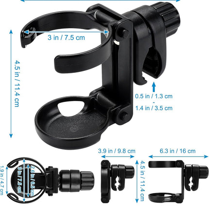 Stroller Cup Holder, Foldable Universal Cup Holder, 360 ° Rotatable Bottle Holder for Stroller, Bike, Wheelchair, Walker, Scooter ﻿.