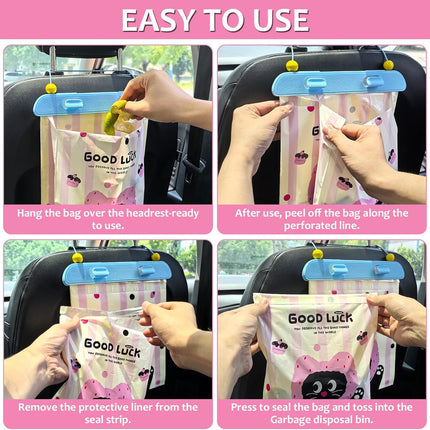 Disposable Car Trash Bag, 20 Pcs Car Garbage Bag Hanging Vehicle Trash Can Auto Rubbish Pouch Dustbin Bags Garbage Container Car Accessories, Leakproof, Smellproof, Portable for Women & Adults.