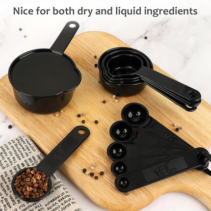 Measuring Cups & Spoons Set, Plastic Cooking Baking Tools Measuring Spoons Cups, 11 Piece Different Capacities Tablespoons Kitchen Gadgets Nesting Measure Sets for Dry Liquid Ingredients.