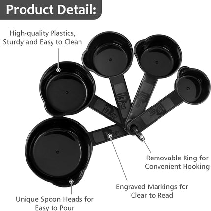Measuring Cups & Spoons Set, Plastic Cooking Baking Tools Measuring Spoons Cups, 11 Piece Different Capacities Tablespoons Kitchen Gadgets Nesting Measure Sets for Dry Liquid Ingredients.