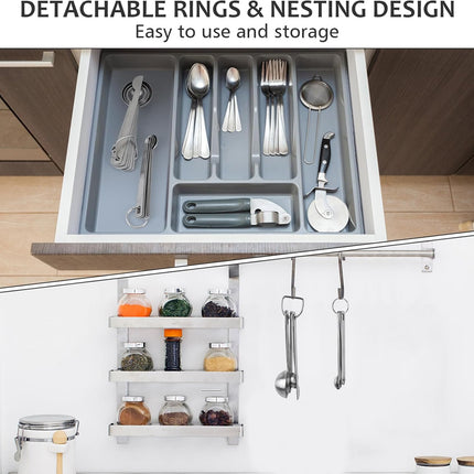 Stainless Steel Measuring Spoons Set with Leveler, 10 Pcs Mini Stackable Teaspoon & Tablespoon for Baking & Cooking, Kitchen Gadgets for Small Amount of Dry or Liquid Ingredients and Spices.