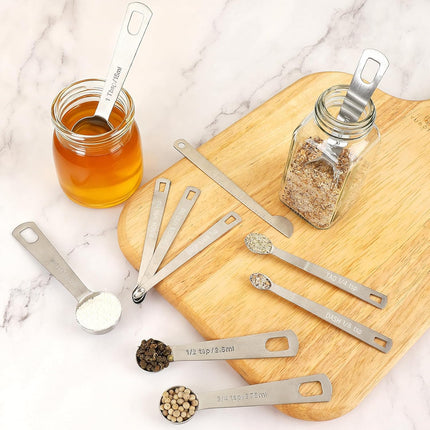 Stainless Steel Measuring Spoons Set with Leveler, 10 Pcs Mini Stackable Teaspoon & Tablespoon for Baking & Cooking, Kitchen Gadgets for Small Amount of Dry or Liquid Ingredients and Spices.