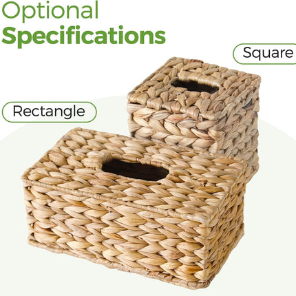 Tissue Box Cover, Square Wicker Tissue Box Holder Facial Tissues Boxes, Hand Woven Napkin Box Tissue Holder for Bathroom Bedroom Office Table Desk Night Stand, Boho Decorative, Natural.