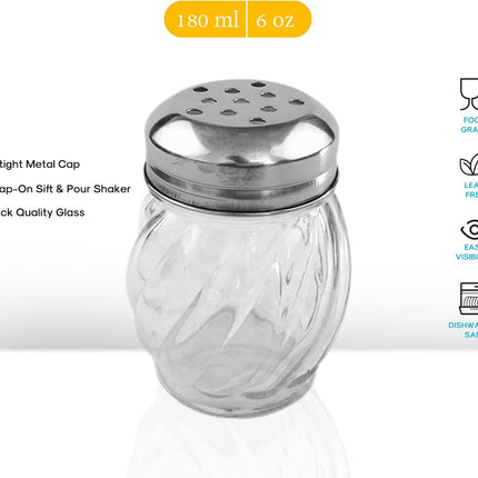 Salt and Pepper Shakers with Stainless Tops Set of 2 (Chesse Shakers).