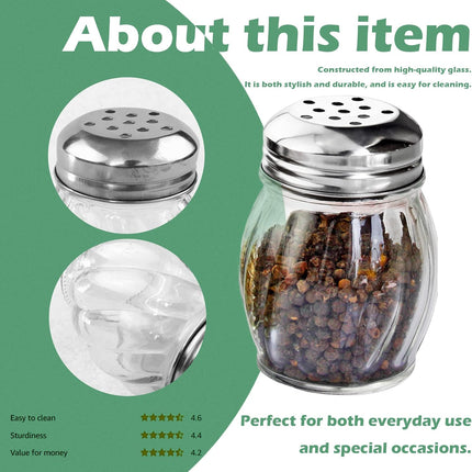 Salt and Pepper Shakers with Stainless Tops Set of 2 (Chesse Shakers).