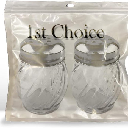 Salt and Pepper Shakers with Stainless Tops Set of 2 (Chesse Shakers).