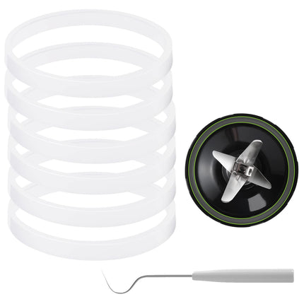 6 Pieces 10cm White Rubber Sealing Gaskets O-Ring Replacement Part Compatible with Nutri Ninja Juicer Blender Replacement Seals.
