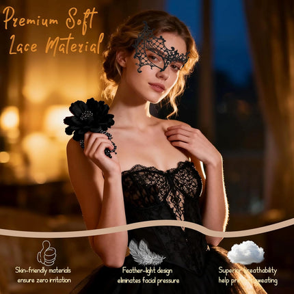 Masquerade Mask for Women, Lace Half Face Venetian Masks with Peacock Feathers Mardi Gras Party Masks Costume.
