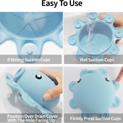 Bathroom Bathtub Overflow Drain Cover- Silicone Bath Tub Drain Cover, Tub Overflow Drain Stopper with Suction Cups, Adds Inches of Water for Deeper Bath, Cute Bathroom Accessories, Baby Blue.