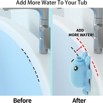 Bathroom Bathtub Overflow Drain Cover- Silicone Bath Tub Drain Cover, Tub Overflow Drain Stopper with Suction Cups, Adds Inches of Water for Deeper Bath, Cute Bathroom Accessories, Baby Blue.