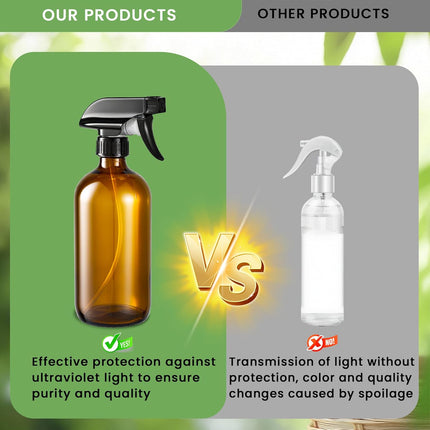 Glass Spray Bottles, Amber Glass Spray Bottles, 16oz, Adjustable Nozzle for Stream and Spray, Reusable, for Essential Oils, Cleaning Products, Detergents(1ps).