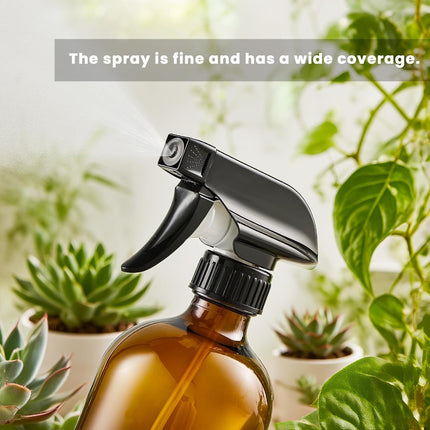 Glass Spray Bottles, Amber Glass Spray Bottles, 16oz, Adjustable Nozzle for Stream and Spray, Reusable, for Essential Oils, Cleaning Products, Detergents(1ps).
