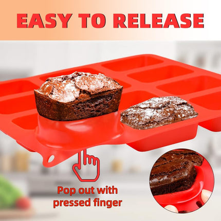 Silicone Mini Loaf pan, Mini Bread Pan Brownie Pan, 12 Cavities Nonstick Food Grade Silicone Mold for Baking Bread, Brownie, Cornbread, Cheesecake and Chocolate (1 Pack).