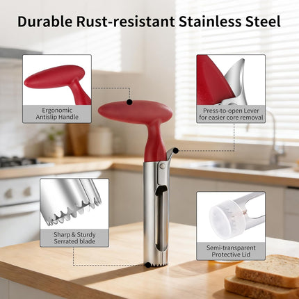Apple Corer, Stainless Steel Apple Core Remover Tool,Dishwasher Safe.