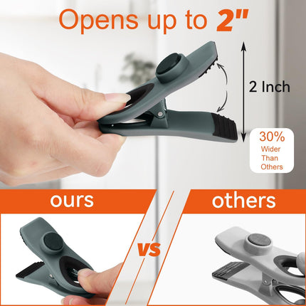 Chip Clips, Magnetic Bag Clips with Air Tight Seal for Food Storage, 12 Pieces, Neutral Color.
