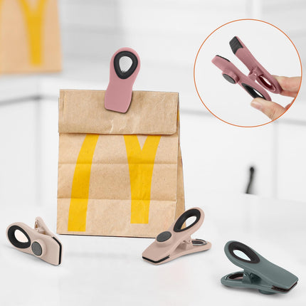 Chip Clips, Magnetic Bag Clips with Air Tight Seal for Food Storage, 12 Pieces, Neutral Color.