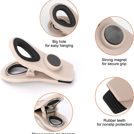 Chip Clips, Magnetic Bag Clips with Air Tight Seal for Food Storage, 12 Pieces, Neutral Color.