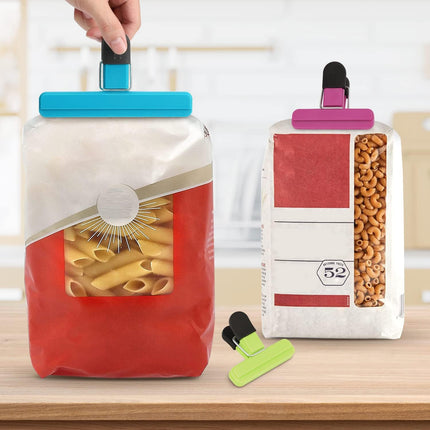 Chip Clips, 8 Pack Food Clips, Upgrade Wide Open Bag Clips for Food Storage with Air Tight Seal Grip (4 x L, 4 x S).