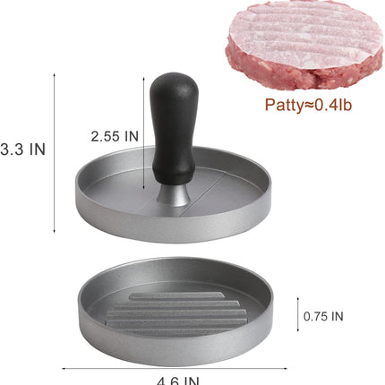 Burger Press 150 Patty Papers, Non-Stick Hamburger Patty Maker with Wax Paper, Aluminum Burger Maker for Kitchen BBQ Grill.