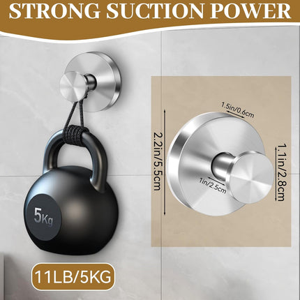 Suction Cup Hooks for Shower, Removable Towel Hooks for Bathroom Window Glass, Powerful Vacuum Shower Hook for Towel, Robe, Loofah - 4 Pack, Sliver.