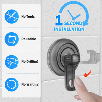 Suction Cup Hooks for Shower, Powerful Vacuum Shower Hook for Towel, Robe, Loofah - Reuseable and Removeable Bathroom Hook, Gray, 6 Pack.