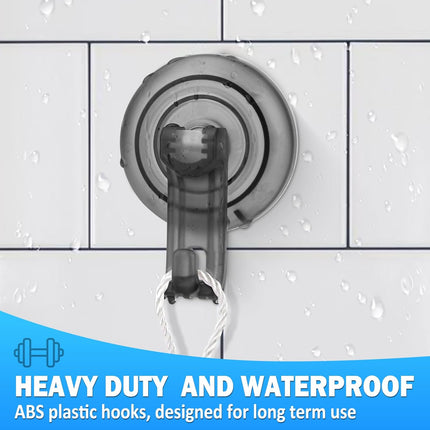 Suction Cup Hooks for Shower, Powerful Vacuum Shower Hook for Towel, Robe, Loofah - Reuseable and Removeable Bathroom Hook, Gray, 6 Pack.