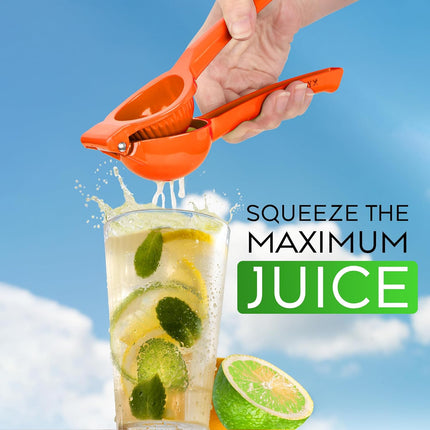 Orange Squeezer - Single Bowl Metal Citrus Juicer Extracts Oranges In Seconds - Easy To Squeeze Manual Press Juicer.