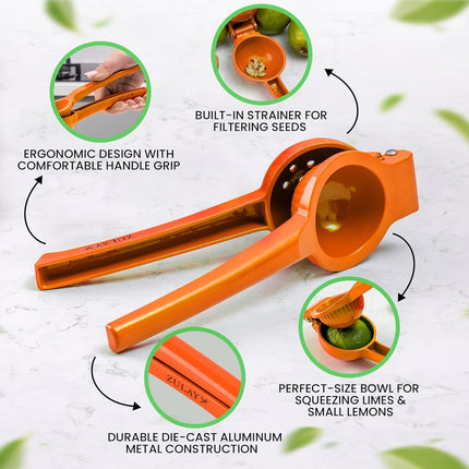 Orange Squeezer - Single Bowl Metal Citrus Juicer Extracts Oranges In Seconds - Easy To Squeeze Manual Press Juicer.