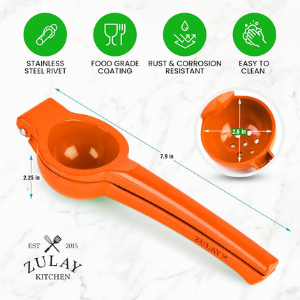 Orange Squeezer - Single Bowl Metal Citrus Juicer Extracts Oranges In Seconds - Easy To Squeeze Manual Press Juicer.