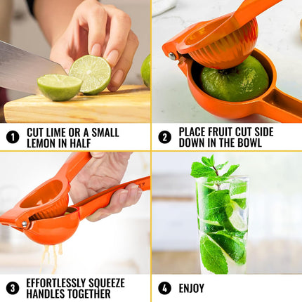 Orange Squeezer - Single Bowl Metal Citrus Juicer Extracts Oranges In Seconds - Easy To Squeeze Manual Press Juicer.