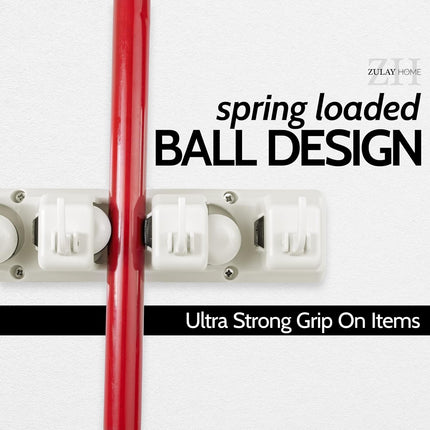 Mop and Broom Organizer Wall Mount - Easy to Install Mop and Broom Holder Wall Mount for Storing Cleaning Supplies - Organizer Utility Racks Mop Holder and Broom Hanger (3 Slots, White).