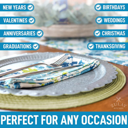 15 Inch Round Placemats for Dining Table Set of 6 - Braided Round Place Mats & Anti-Skid Placemat - Heat Resistant Round Woven Placemats & Table Mats for Dining (Green).