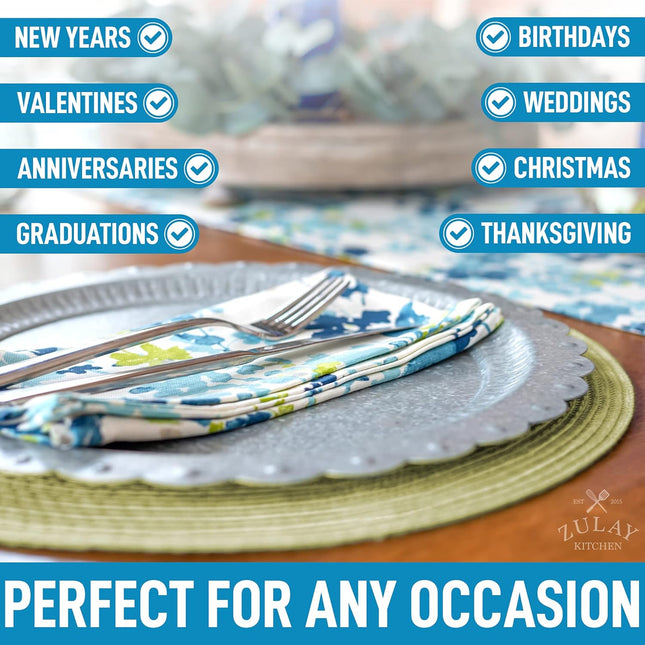 15 Inch Round Placemats for Dining Table Set of 6 - Braided Round Place Mats & Anti-Skid Placemat - Heat Resistant Round Woven Placemats & Table Mats for Dining (Green).