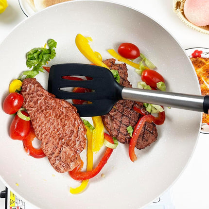 3Pcs Silicone Spatula Set Heat Resistant Spatulas for Nonstick Cookware Fish Turner Plastic Spatulas Rubber Wok Spatula, Long Large Spatula Silicone Cooking Use Kitchen Utensils Set.