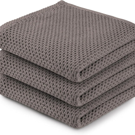 Zulay Waffle Weave Dish Towel - 13x28 3 Pack Light Grey.