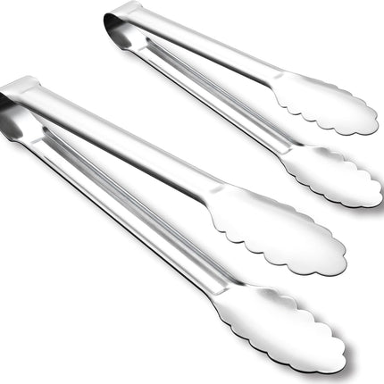 Seamless Tongs for Cooking, One-Piece Design, Durable Heat Resistant Stainless Steel Tongs for Kitchen, Grill, BBQ, Salad, Dishwasher Safe, Metal Tongs Set (12" & 9").