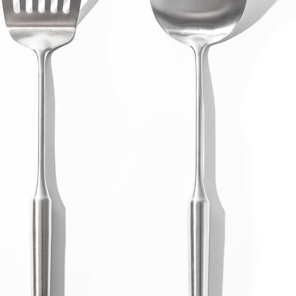 18/10 Stainless Steel Spatula Set - 15" Metal Spatulas for Kitchen Use, 1 Slotted Spatula + 1 Solid Turner, Heat Resistant Metal Cooking Utensils, Dishwasher Safe, Silver.