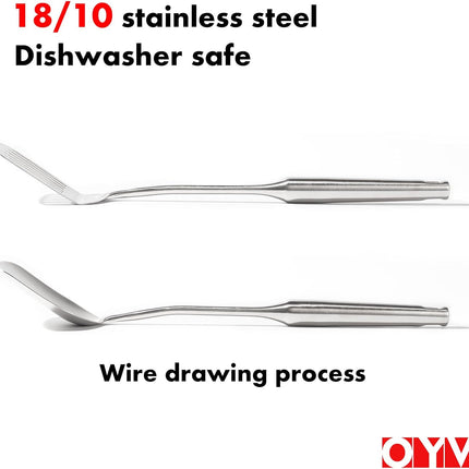 18/10 Stainless Steel Spatula Set - 15" Metal Spatulas for Kitchen Use, 1 Slotted Spatula + 1 Solid Turner, Heat Resistant Metal Cooking Utensils, Dishwasher Safe, Silver.