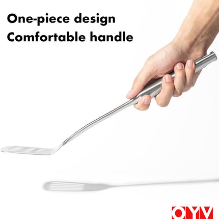 18/10 Stainless Steel Spatula Set - 15" Metal Spatulas for Kitchen Use, 1 Slotted Spatula + 1 Solid Turner, Heat Resistant Metal Cooking Utensils, Dishwasher Safe, Silver.