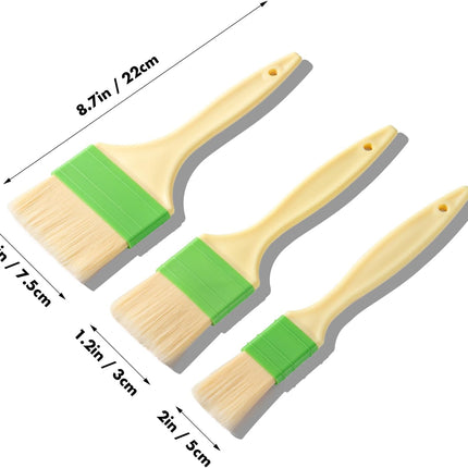 3 Pcs Basting Pastry Brush, Cooking Brush Set, Grill Brush, Food Brush For Baking, Perfect For Marinade, Sauce, Egg Wash, Butter, BBQ Brushes.