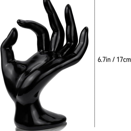 1 Pack Hand Form Ring Holder Mannequin Hand Jewelry Organizer Stand Watch Stand Bracelet Ring Support Aesthetic Rack (Black).