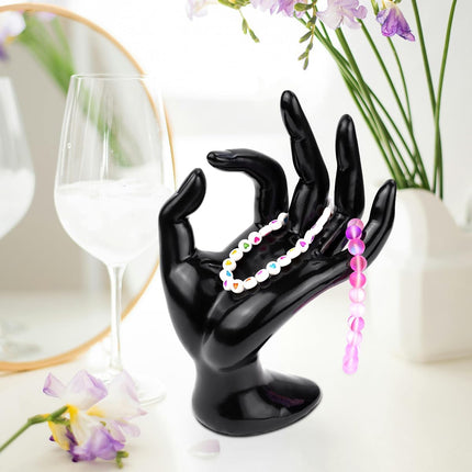 1 Pack Hand Form Ring Holder Mannequin Hand Jewelry Organizer Stand Watch Stand Bracelet Ring Support Aesthetic Rack (Black).