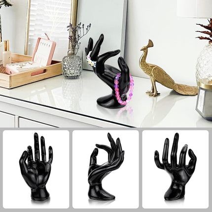 1 Pack Hand Form Ring Holder Mannequin Hand Jewelry Organizer Stand Watch Stand Bracelet Ring Support Aesthetic Rack (Black).