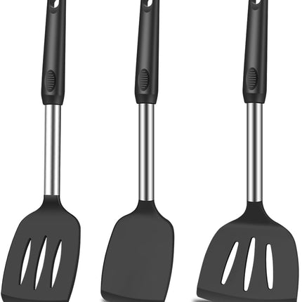Spatula Set Silicone Heat Resistant for Nonstick Cookware Rubber Silicone Spatula Turner Fish, Large Nonstick Plastic Egg Wok Spatula for kitchen use Cooking Utensils Set.