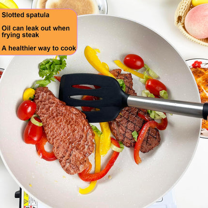 Spatula Set Silicone Heat Resistant for Nonstick Cookware Rubber Silicone Spatula Turner Fish, Large Nonstick Plastic Egg Wok Spatula for kitchen use Cooking Utensils Set.